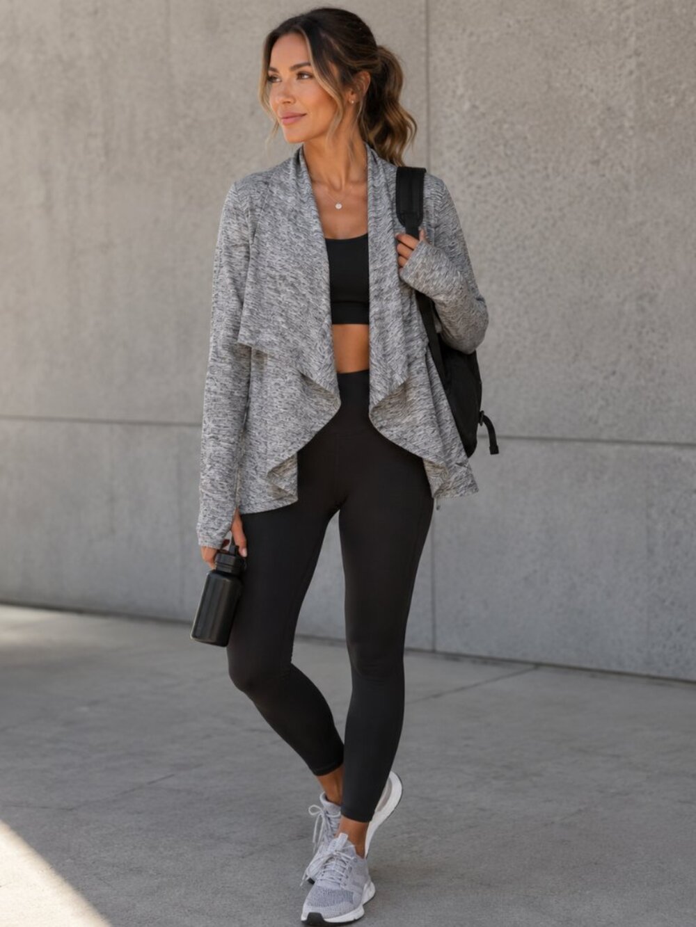 Athleta‎ Haven II Wrap Cardigan Gray Draped Cozy Athleisure Women's M Chic